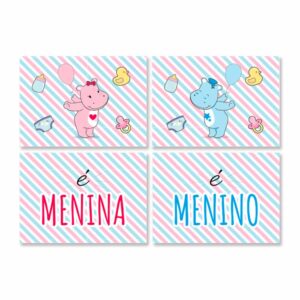 Cartaz Decorativo Chá Hipopótamo Bello Festas 4×4