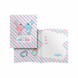 Convite Chá Hipopótamo Bello Festas 8×8