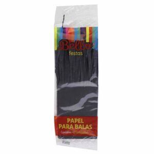Papel para Bala Liso Preto Bello Festas 8×48