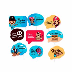 Kit Plaquinhas Divertidas Pirata Bello Festas 8×9