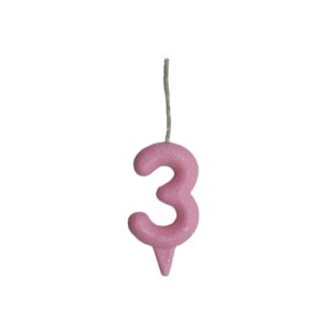 Vela Glitter Candy 3 Rosa Bello Festas 10x1