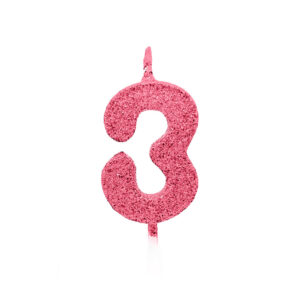 Vela Pick Premium Número 3 Rosa Claro Bello Festas 10x1