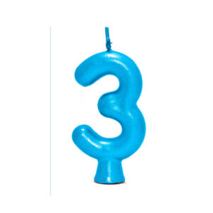 Vela Perolada Número 3 Azul Bello Festas 10×1