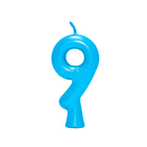 Vela Perolada Número 9 Azul Bello Festas 10×1