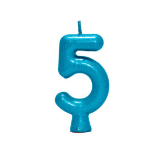 Vela Perolada Número 5 Azul Petroleo Bello Festas 10×1