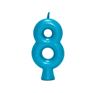Vela Perolada Número 8 Azul Petroleo Bello Festas 10×1
