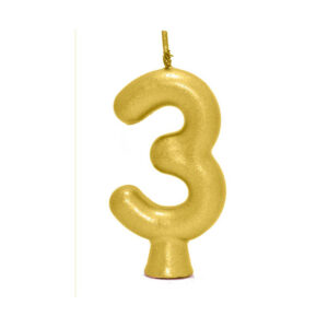 Vela Perolada Número 3 Dourado Bello Festas 10×1