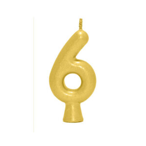 Vela Perolada Número 6 Dourado Bello Festas 10×1