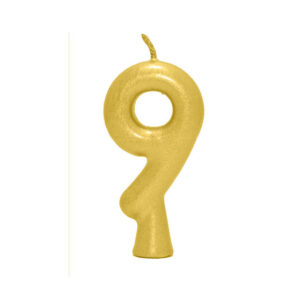 Vela Perolada Número 9 Dourado Bello Festas 10×1