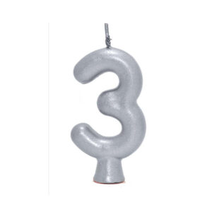 Vela Perolada Número 3 Prata Bello Festas 10×1