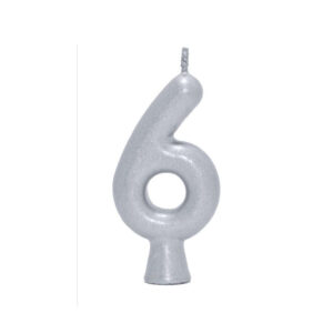 Vela Perolada Número 6 Prata Bello Festas 10×1