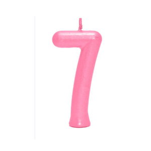 Vela Perolada Número 7 Rosa Claro Bello Festas 10×1