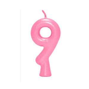 Vela Perolada Número 9 Rosa Claro Bello Festas 10×1