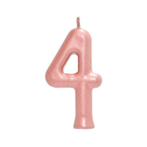 Vela Perolada Número 4 Rose Gold Bello Festas 10×1