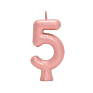 Vela Perolada Número 5 Rose Gold Bello Festas 10×1