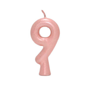 Vela Perolada Número 9 Rose Gold Bello Festas 10×1
