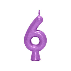 Vela Perolada Número 6 Roxo Bello Festas 10×1