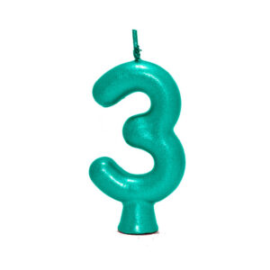 Vela Perolada Número 3 Verde Bello Festas 10×1