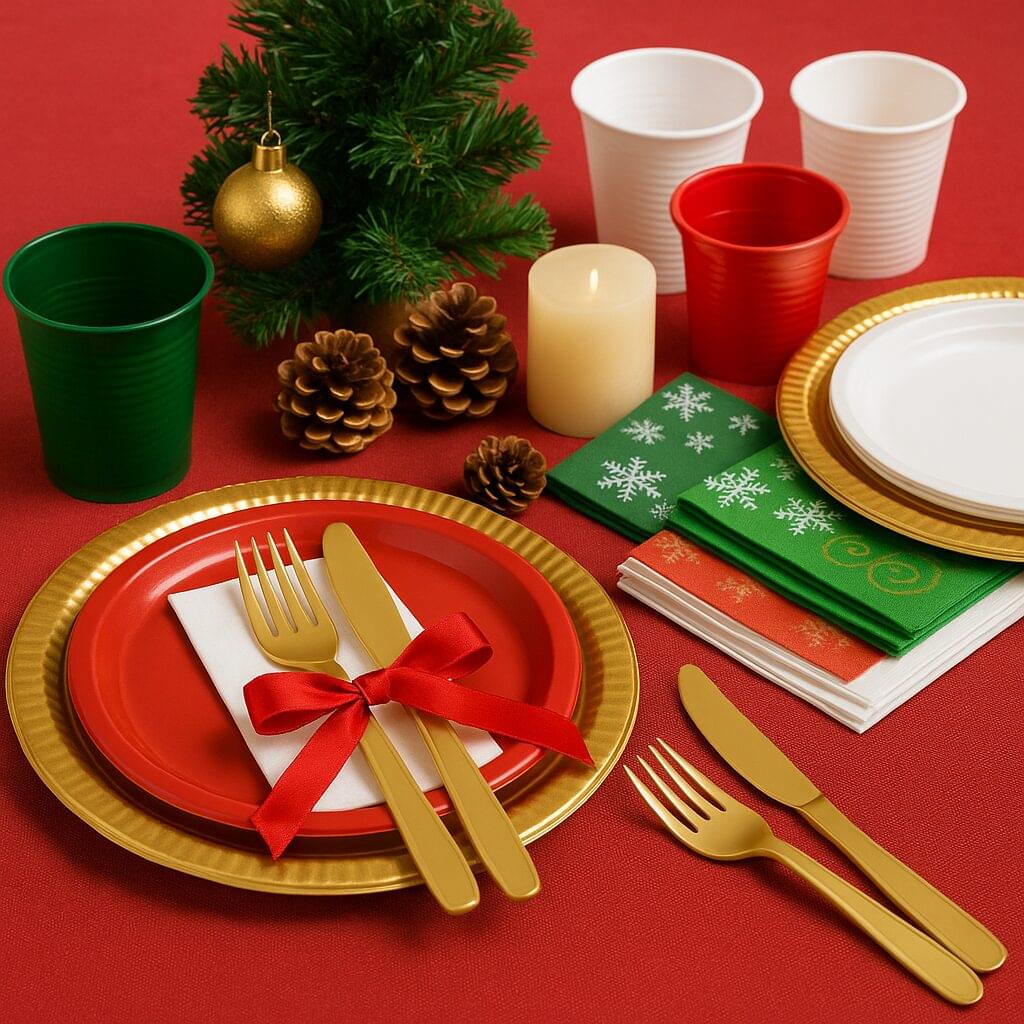 Decoração de Natal com descartáveis: estilo, economia e praticidade para sua festa